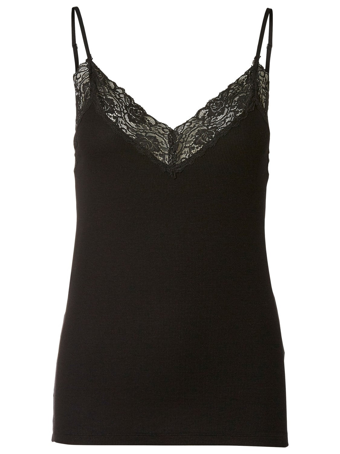 Selected Femme Mio rib lace singlet black